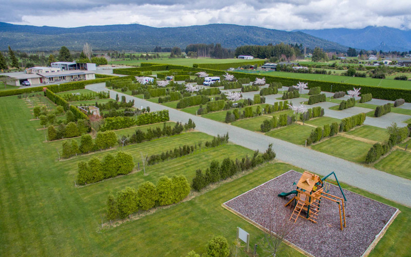 An aerial view of Manapouri Motorhome and Caravan Park 